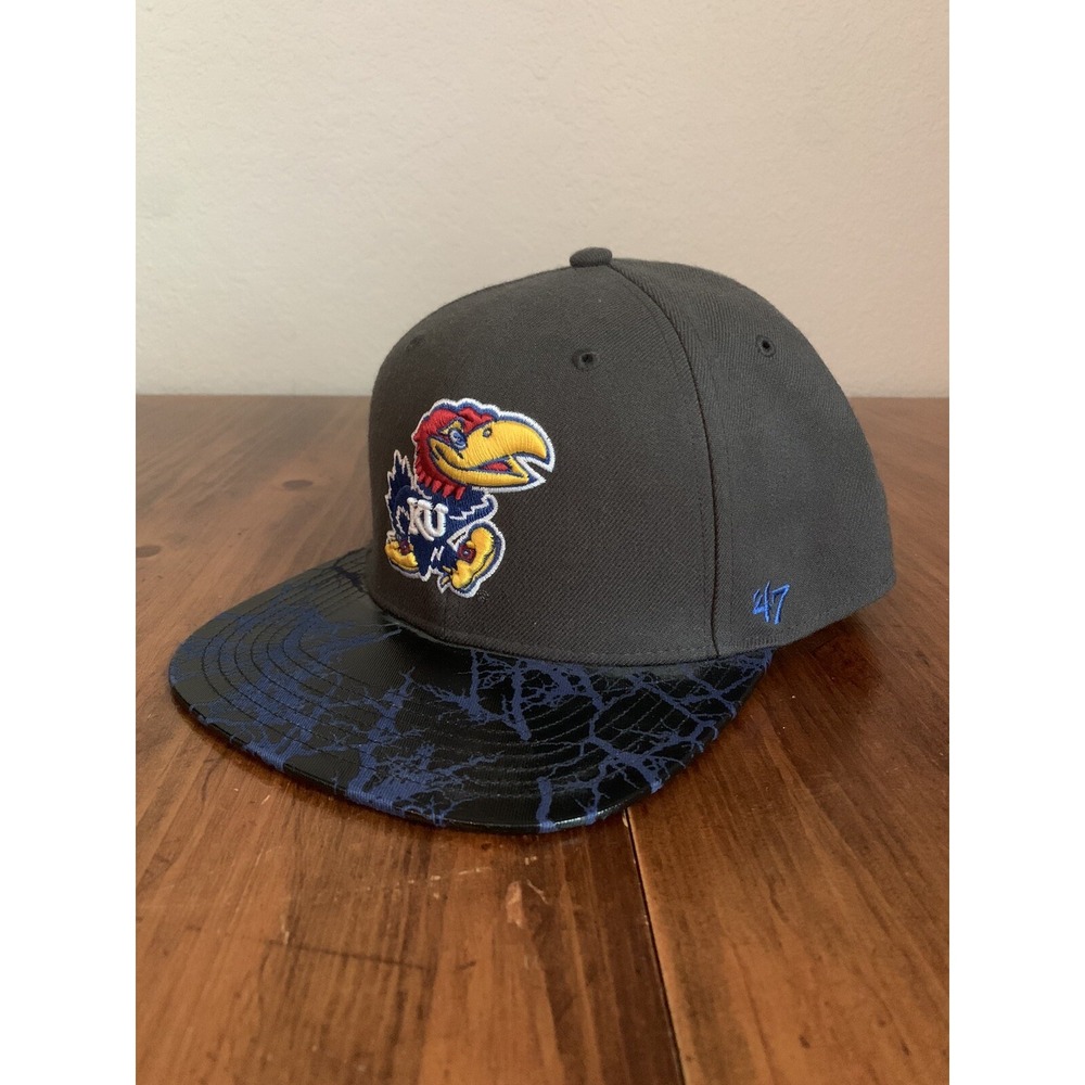Kansas Jayhawks Hat Snapback 47 Brand Wool Acrylic Blend KU Cap Bill Design OSFA